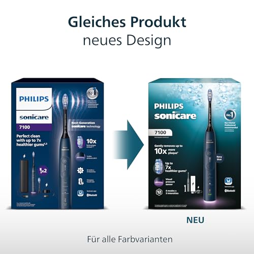 Philips Sonicare 7100 elektrische Zahnbürste, Schallzahnbürste mit App, 4 Putzmodi und 3 Intensitätsstufen, Andruckkontrolle, EasyStart, SmarTimer, Weiß, Modell HX7420/02 [Neue Technologie] 6