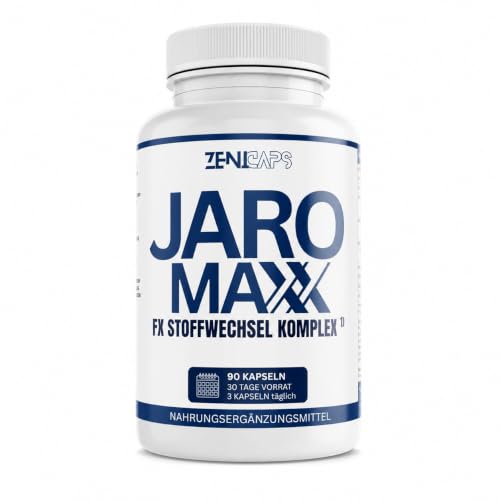 ZENICAPS JARO MAX FX Stoffwechsel Komplex Kapseln mit Chrom & Jod mit L-Carnitin Grüntee-Extrakt & grünem Kaffee 90 Kapseln plant-based Kapselhülle frei von Gluten Laktose & Zucker