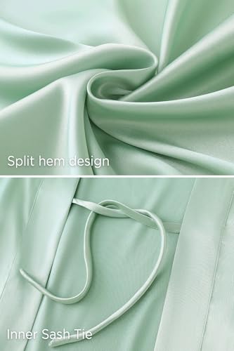 Image of PRODESIGN Satin Kimono Robe Women Long Silky Kimono Bathrobe Sleepwear Wedding Bridesmaid Robe