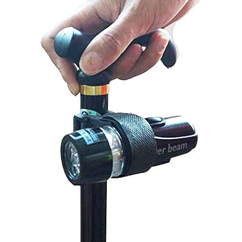 Pmsanzay Universal - Adjustable, Portable Hand Walking Stick Fixed Mount LED Flashlights Torch Light for All Walking Stick Cane Balancing Mobility & Disability Aid Holder Strap Handle (No Cane) Cover