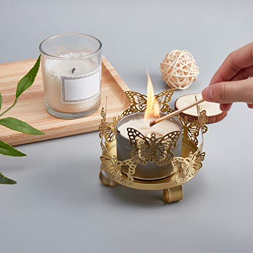 Superfindings 1Pc Iron Butterfly Candle Holder Decorative Candlestick Holder Art Tealight Candle Holder Golden Cup Candlestick For Home Table Christmas Party Decoration,80Mm Inner Diameter #TOP3
