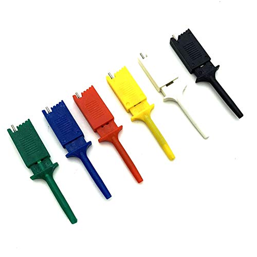 Miniatura 8 de DAOKI 30 piezas clip de gancho de prueba mini 6 colores para SMD IC experimento electrónico PCB con cable Dupont hembra a hembra, macho a hembra 30