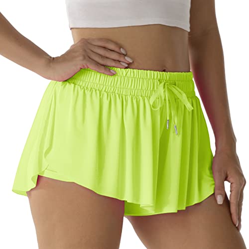 Image of Flowy Athletic Shorts for Women Running Tennis Butterfly Shorts Girls 2-in-1 Double Layer Quick-Drying Comfy Shorts