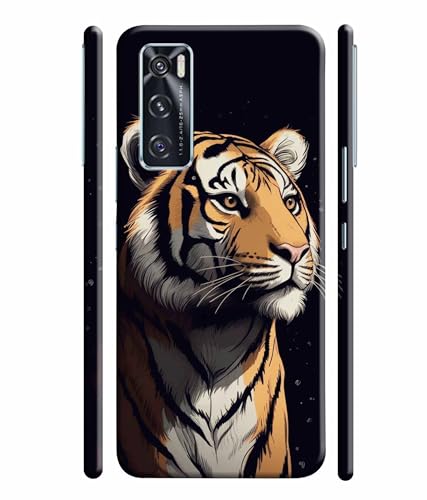 Image of Tiger Faces Animal Printed Hard Back Case Cover & Compatible for Vivo V20 SE (Multicolor) - D1807