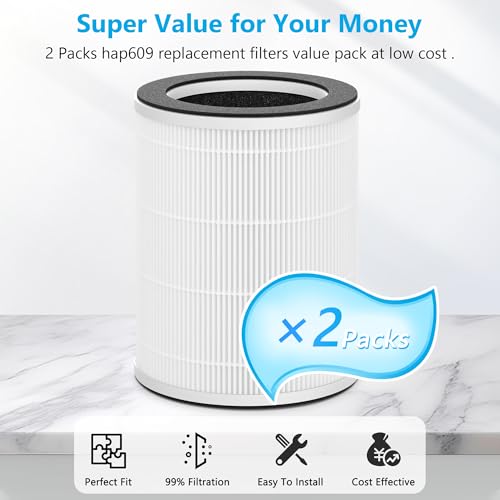 Image of 2 Packs HAP609 Replacement Filter Compatible with ECOSELF HAP609 Air Purifi-er for Home Large Room up to 1800 Ft, Main Filter