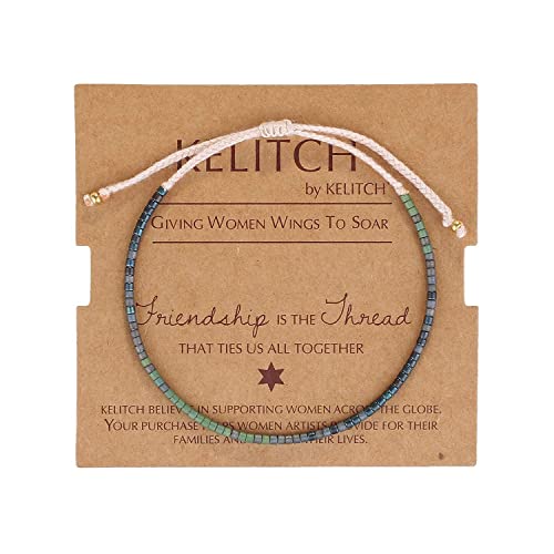 Image of KELITCH Boho Women Crystal Shell Beaded Friendship Bracelets Handmade Strand Bracelet Bangles Jewelry