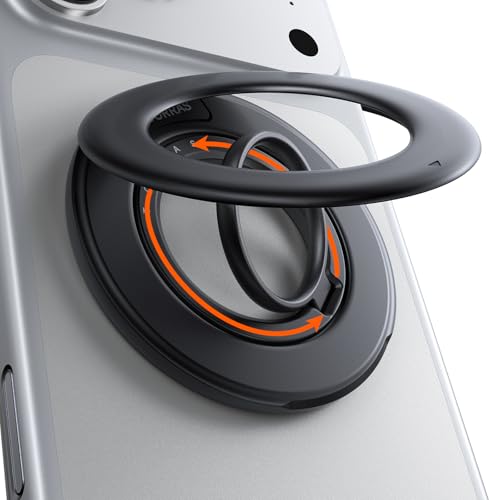 TORRAS 2025 Flagship Magnetic Phone Grip Ring Holder Kickstand [2-Sided Magnetic] [360 Rotation] Fit for MagSafe Accessories for iPhone 17 16 15 14 13 12 11 Samsung Google Black