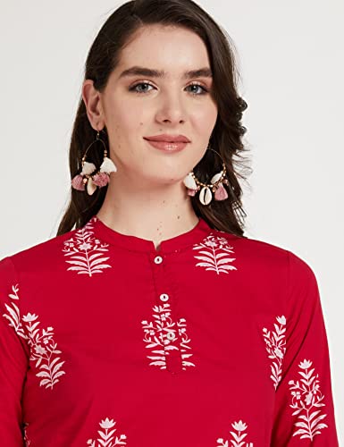 Image of Amazon Brand - Myx Women Cotton Straight Fit Straight Kurti (Available in Plus Sizes)