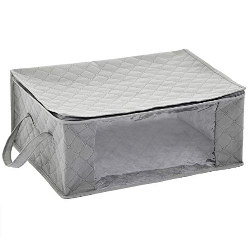 AmazonBasics Foldable Large Zippered Storage Bag Organizer Cubes with Clear Window & Handles, 3-Pack