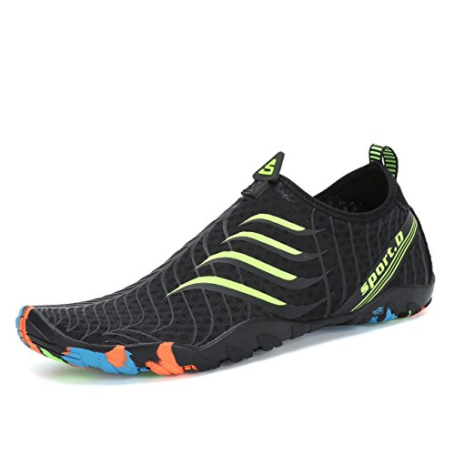 Voovix Zapatos de Agua Mujer Hombre Escarpines Transpirables Water Shoes Ligera Zapatillas de Surf Playa Natación Yoga Piscina(Negro/Verde,40)