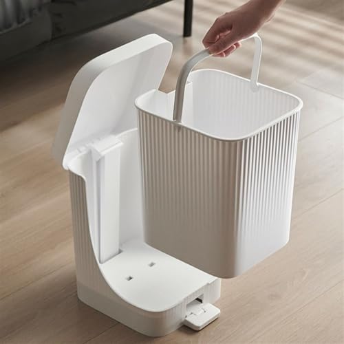Caneca cuadrada de plástico con tapa y pedal 2.6 Gal miniatura 4