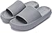 WHITIN Women's Bathroom Sandals Cushion Thick Sole Slides Size 6 7 Quick Drying Shower Slippers Fashionable Flat Non Slip Bath Pool Grey 37-38