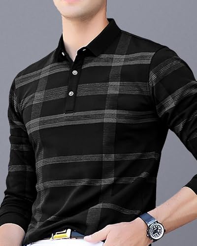 Image of Noble Monk Men's Polo Neck Full Sleeves T-Shirt | Causal Tshirt for Men
