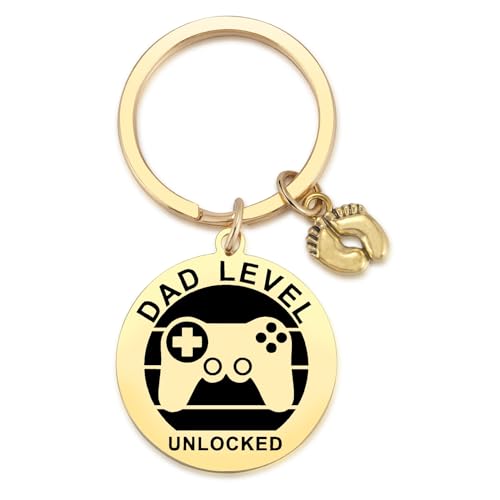 Image of MIXJOY New Expecting Dad First Time Father's Day, New Dad Announce Pregnancy, Dad Unlocked Key Chain with Footprint Charm