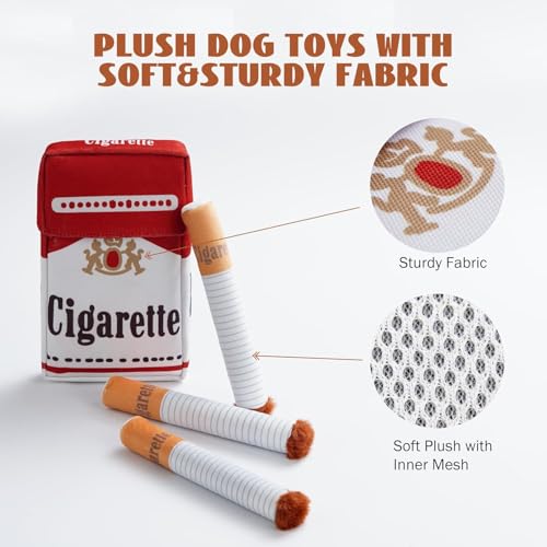 Sobeta Giggle Zigaretten-Hundespielzeug, quietschendes Hundespielzeug, lustiges Zigaretten-förmiges Plüsch-Hunde-Selbstspielspielzeug, interaktives Spielzeug für kleine, mittelgroße und große Hunde