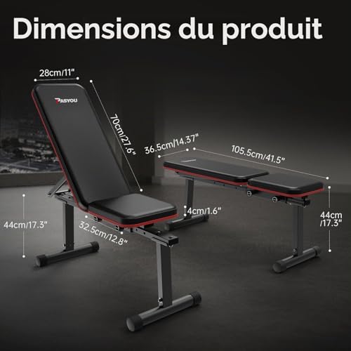 Banc de musculation multifonction inclinaison 90 degrés plat