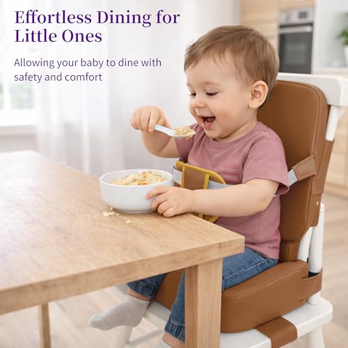Image of Toddler Booster Seat for Dining Table with Backrest, Waterproof PU Cushion