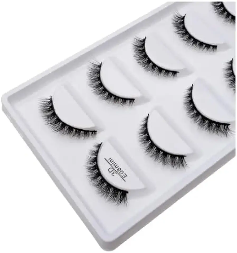 Cartela Com 5 Pares De Cilios Postiços Naturais - E08 Mini