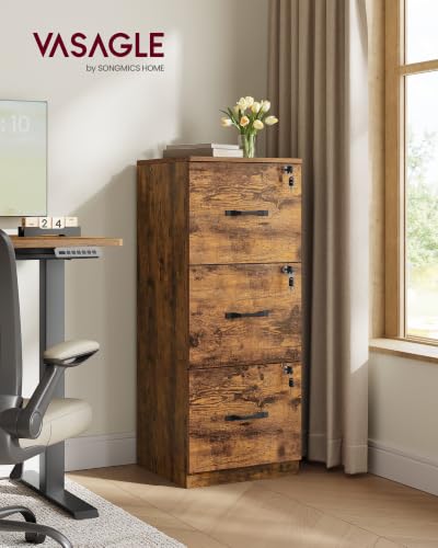 Image of VASAGLE 3 Drawer File Cabinet with Locks, for A4, Letter Sized Documents