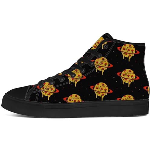 Pizza Shoes for Men Women Funny Food High Top Canvas Sneakers Lace Up Casual Walking Shoes Gifts for Dad Mom