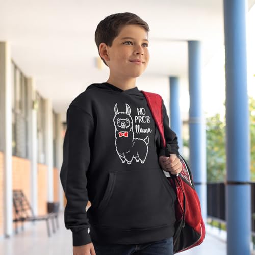No Probllama Kids' Hoodie - Cute Animal Hooded Sweatshirt - Funny Llama Hoodie for Kids3