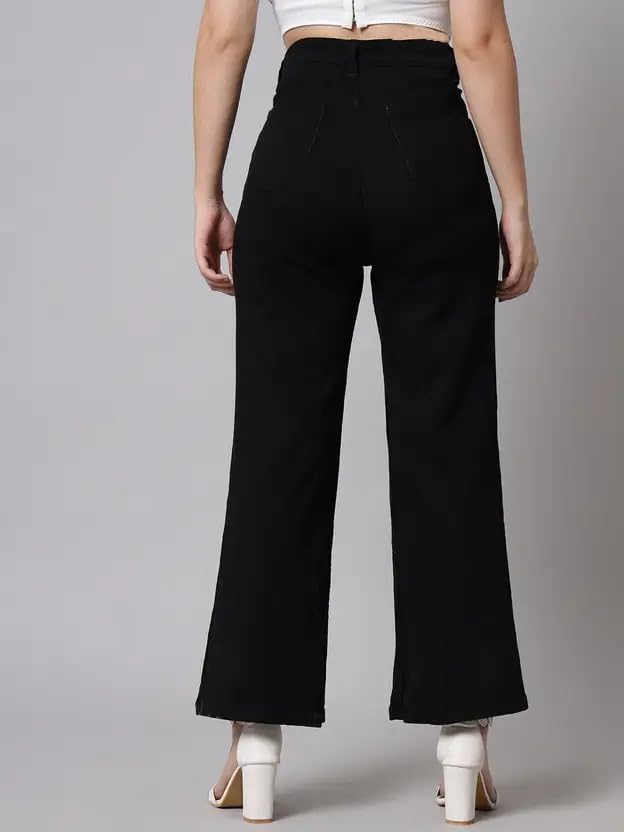 Image of KOTTY Women's Solid|Fit and Flared Fitting|Ankle Leg Style|High Rise|Stechable|Casual Jeans
