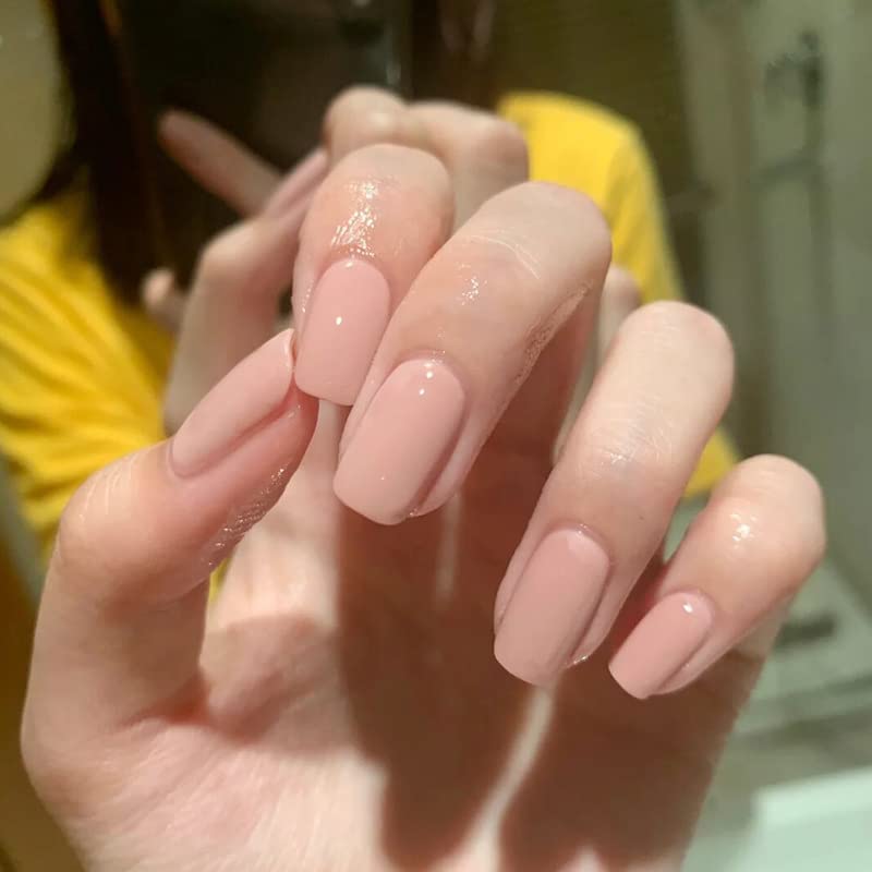 diduikalor Uñas postizas a presión color nude cuadradas cortas acrílicas color rosa uñas postizas artificiales adhesivas estáticas para mujeres y niñas 24 piezas Colombia