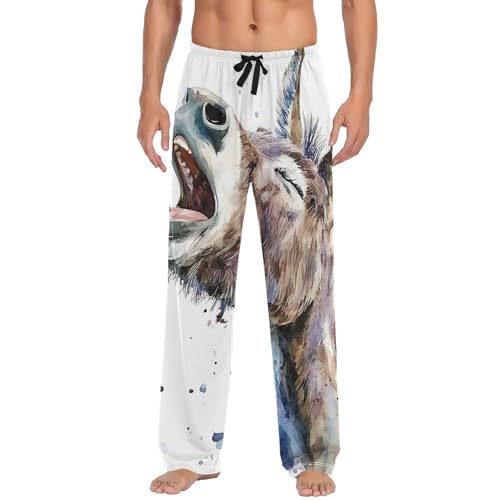 Men's Pajama Bottoms Watercolor Donkey Mouth Lounge Pajama Pants Sleep Bottoms with Pockets for Men S