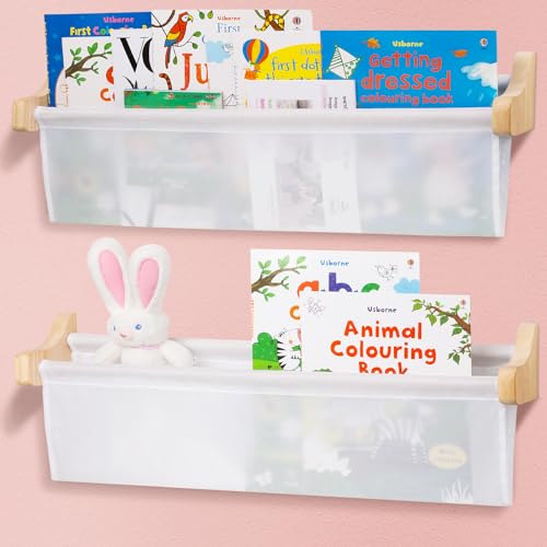 Image of Volnamal Kids' Bookshelf Set of 2, Wall Mounted Book Shelves