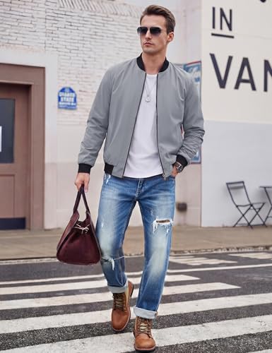 Image of TACVASEN Men's Lightweight Jacket Spring Bomber Fall Windbreaker Casual Stylish Coats with Pockets