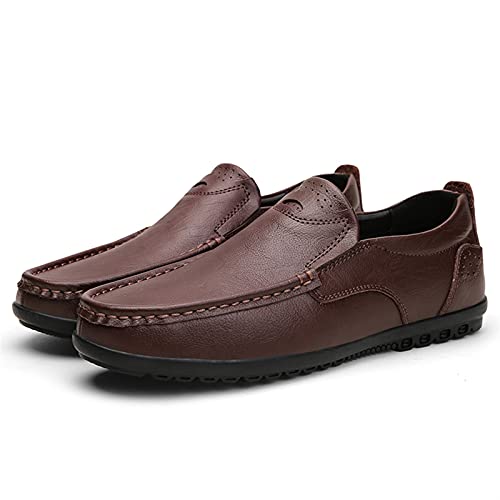 Men's Loafers Shoes Cowhide Stitching Details Round Toe Breathable Lightweight Comfortable Resistant Fashion Slip On3