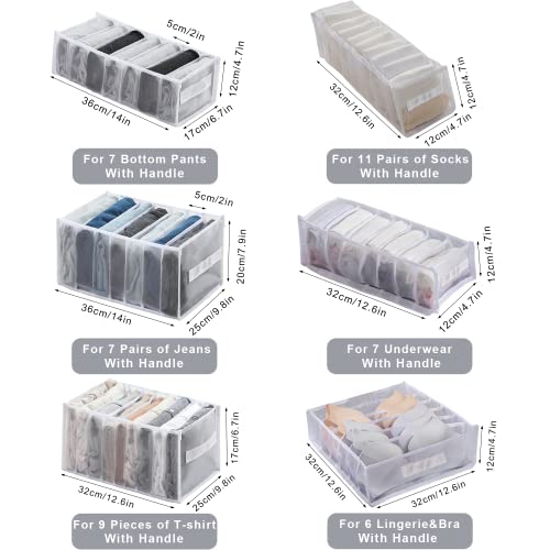 Vinger Clothes Organizer For Folded Clothes Closet Storage Pants Organizer Dresser Drawer Organizers For Clothing Linen Closet Organizer And Storage (6 Packs: Shirt+Jeans+T-Shirt+Bra+Underwear+Socks,White) #TOP5