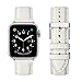 Produktbild SUNFWR Lederbänder für Apple Watch Armband 3Serie 8mm 40mm 41mm,Männer Frauen Ersatz-Echtlederband für Apple Watch Ultra iwatch Serie 9 Serie 8 7 6 5 4 3 2 1,Sport,Edition(Elfenbein weiß&Silber)