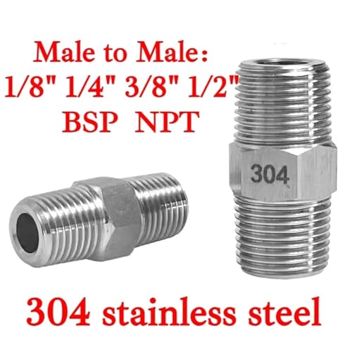 Acoplamiento de boquilla hexagonal BSPT 1/4 macho inoxidable para unir roscas métricas 3