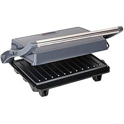 Jata Bt514 Jata JEGR1105 Parrilla Eléctrica Grill 750 W, Placas Antiadherentes de 22,5 x 14,6 cm, Cocina todo tipo de alimentos, Tapa superior basculante, Apertura 180°