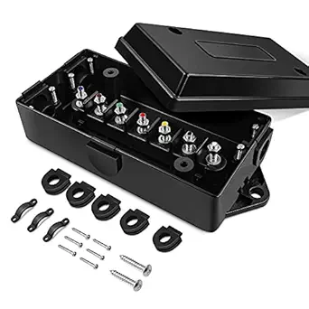 Nilight 50048R 7-Way Electrical Trailer Junction Box, Weatherproof, 7-Gang Connector
