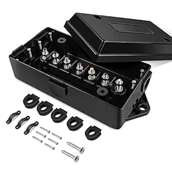 Nilight 50048R 7 Way Electrical Trailer Junction Box, Weatherproof 7 Pole Connector