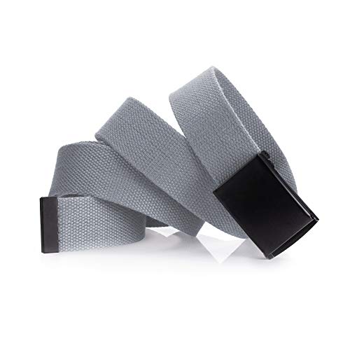 Image of Mile High Life Cut To Fit Canvas Web Belt Size Up to 52 inch with Flip-Top Solid Black Military Buckle