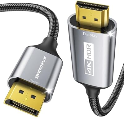 SWITCHFLUX Active DisplayPort to HDMI Cable 6Ft (4K@60Hz,1440P/2K@120Hz) Uni-Directional Display Port 1.2 to HDMI 2.0 Braided Cord,DP to HDMI Compatible with AMD,NVIDIA,Desktops,and Gaming Monitors