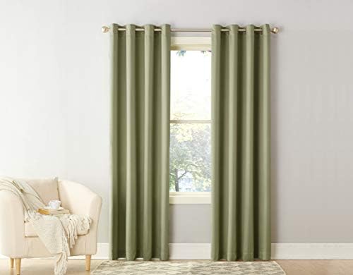 Sun Zero Becca Energy Efficient Grommet Curtain Panel, 40" x 95", Sage Green