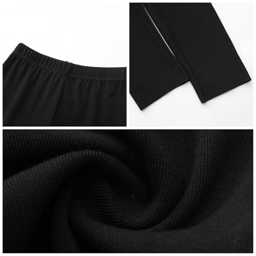 Stretchy Footless Girls' Leggings: Easy Pull-On Warm Tights 4-12 Year Olds Comfortable Heel-Free All-Day4