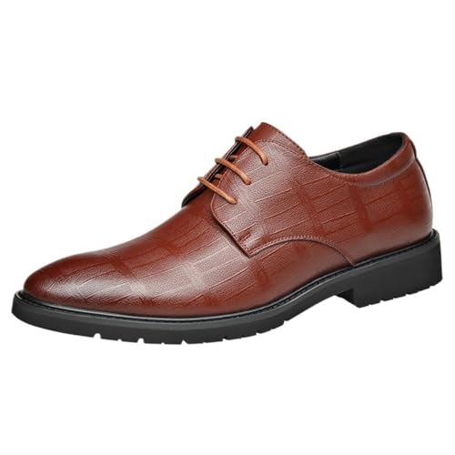 Men Oxford Dress Shoes Lace Up Evening Plain Toe Luxury Leather Non Slip Rubber Sole Low Top Prom Wedding