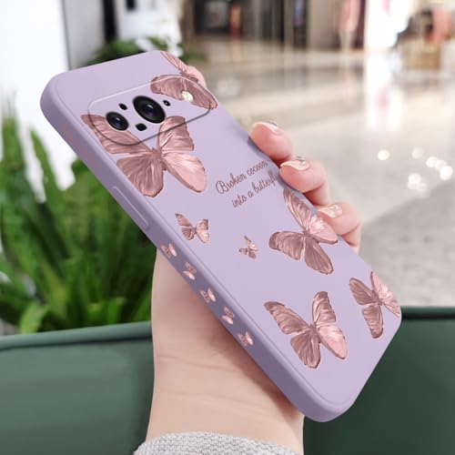 Coque Google Pixel 9 fine 6,3 pouces violet motif floral papillon - 2