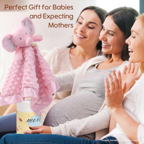 Image of Baby Security Blanket, Soft Baby Lovey Toy Blanket for Girls, Snuggle Toy Lovie Newborn Gift, Stuffed Animals Pink Elephant 16 Inch