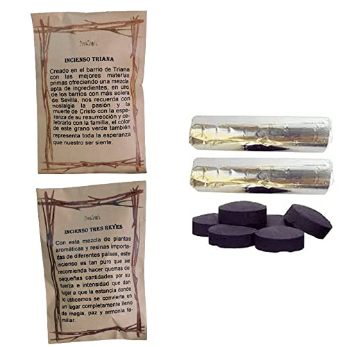 Incienso auténtico Semana Santa Triana y Tres Reyes más 20 Pastillas de carbón Hecho a Mano en...