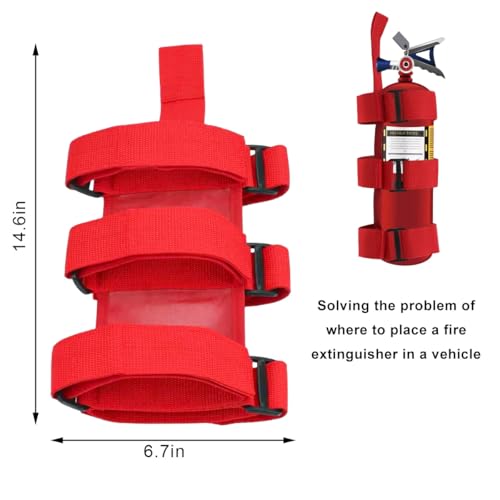 Image of Ohleats Roll Bar Fire Extinguisher Holder, Adjustable Fire Extinguisher Mount Strap with American Flag Pattern, Car Accessories Fixed Belt for Wrangler JK JKU TJ CJ (No Pattern, Red, 1 PCS)