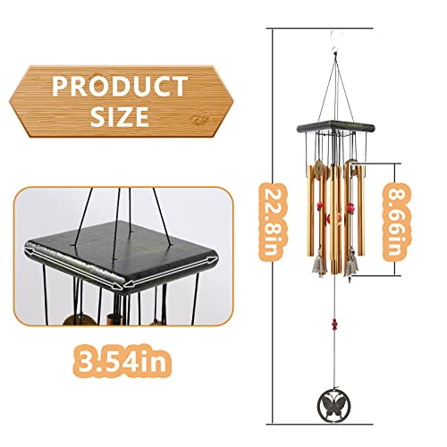Image of Chinese Traditional Retro 8 Tubes 5 Bells Bronze Yard Garden Outdoor Living Wind Chimes 60cm