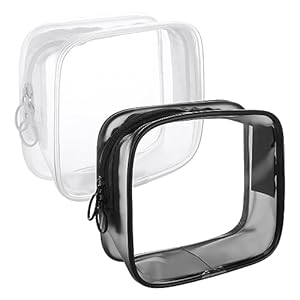 TSA Approved Toiletry Bag, 2 Pack Small Clear Zipper Pouch Makeup Bags Quart Size Travel Cosmetic Bag for Men and Women Carry on Airline Airport Travel Accessories