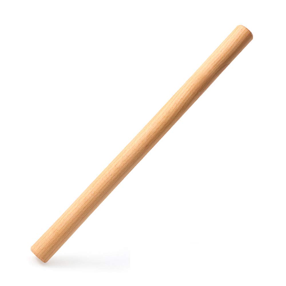 Rodillo de madera de haya,Rodillo macizo, Rodillo de amasar de madera maciza de primera calidad for hornear y cocinar - Herramienta de cocina versátil for fondant, galletas, pasteles y fideos - Tamaño