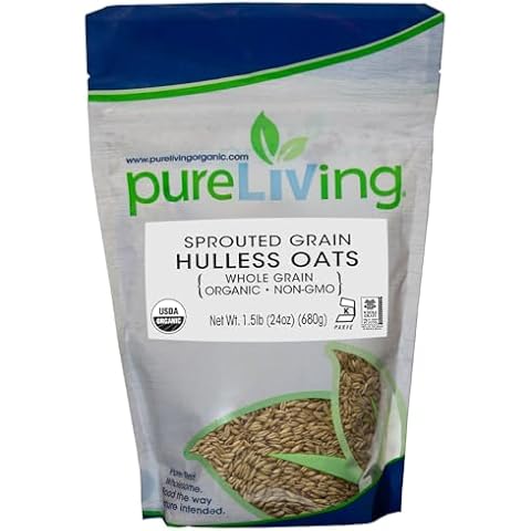 PureLiving Organic Sprouted Grain Hulless Oats Groats - 24 Ounce Bag Cover